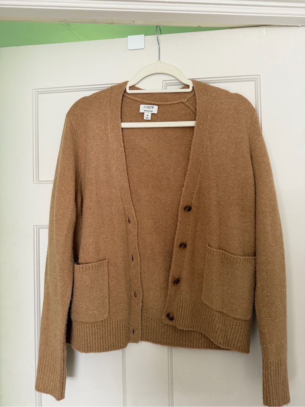 J. Crew Camel Brown Wool-Blend Cardigan Sweater